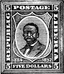 Liberia Stamp (5 dollars) from 1892