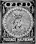 Fiji Islands Stamp (1/2 penny) from 1892