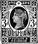 Zululand Stamp (3 d) from 1888