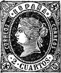 Spain Stamp (2 cuartos) from 1862