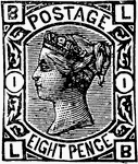 Great Britain and Ireland Stamp (8 pence) from 1876-1877