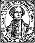 New York City Stamp (3 cent) from 1842. This stamp was acknowledged and ordered by the United States Government, but was issued by and at the expense of the Postmaster of New York City, New York.