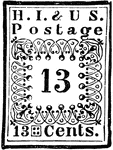Hawaiian Island Stamp (13 cents) from 1851-1852