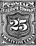 United States Telegraph Stamp (25 cents) from 1885