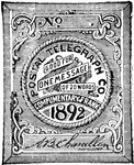 United States Telegraph Stamp (1 message of 20 words) from 1892