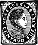Venezuela Revenue Stamp (1 centavo) from 1867