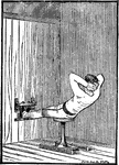 A man exercising with the abdominal stool.