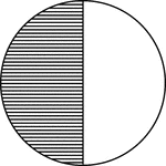 Illustration of a circle divided in half.