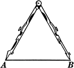 Illustration of a compass with one leg at point A on the line segment and the other at Point B.
