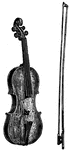 The viola may be considered a large violin tuned a fifth lower or as a small cello tuned an octave higher. It resembles the violin except the fingers of the left hand are spread apart more.