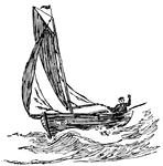 Man sailing a small fishing boat.