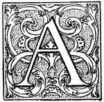 A floral initial of capital A.