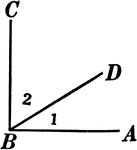 Illustration showing that angles 1 and 2 are complementary.