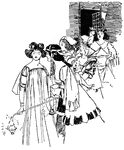 A group of ladies with lanterns.