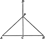 Illustration showing a perpendicular bisector of a triangle extended outside of the triangle.