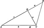Illustration used to prove that "The sum of any two sides of a triangle is greater than the third side."