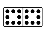 An illustration of a domino with 8 spots & 8 spots. Spots are also known as pips. A set of dominoes, also known as deck or pack, is used to play a game.