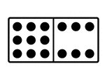 An illustration of a domino with 9 spots & 6 spots. Spots are also known as pips. A set of dominoes, also known as deck or pack, is used to play a game.
