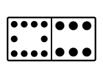 An illustration of a domino with 10 spots & 6 spots. Spots are also known as pips. A set of dominoes, also known as deck or pack, is used to play a game.