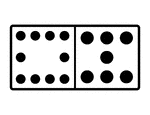 An illustration of a domino with 10 spots & 7 spots. Spots are also known as pips. A set of dominoes, also known as deck or pack, is used to play a game.
