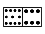 An illustration of a domino with 11 spots & 6 spots. Spots are also known as pips. A set of dominoes, also known as deck or pack, is used to play a game.