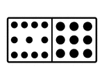 An illustration of a domino with 11 spots & 9 spots. Spots are also known as pips. A set of dominoes, also known as deck or pack, is used to play a game.
