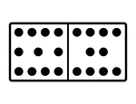 An illustration of a domino with 11 spots & 10 spots. Spots are also known as pips. A set of dominoes, also known as deck or pack, is used to play a game.