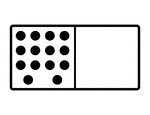 An illustration of a domino with 14 spots & no spots. Spots are also known as pips. A set of dominoes, also known as deck or pack, is used to play a game.