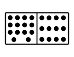 An illustration of a domino with 14 spots & 12 spots. Spots are also known as pips. A set of dominoes, also known as deck or pack, is used to play a game.