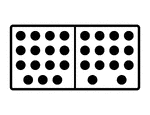 An illustration of a domino with 15 spots & 14 spots. Spots are also known as pips. A set of dominoes, also known as deck or pack, is used to play a game.