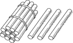 An illustration of a bundle of 13 sticks bundled in tens that can be used when teaching counting, grouping, and place value.
