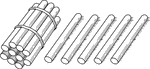 An illustration of a bundle of 15 sticks bundled in tens that can be used when teaching counting, grouping, and place value.