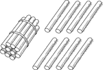 An illustration of a bundle of 18 sticks bundled in tens that can be used when teaching counting, grouping, and place value.