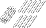 An illustration of a bundle of 19 sticks bundled in tens that can be used when teaching counting, grouping, and place value.
