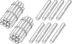 An illustration of a bundle of 28 sticks bundled in tens that can be used when teaching counting, grouping, and place value.
