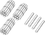 An illustration of a bundle of 34 sticks bundled in tens that can be used when teaching counting, grouping, and place value.