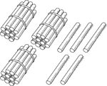 An illustration of a bundle of 35 sticks bundled in tens that can be used when teaching counting, grouping, and place value.