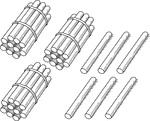 An illustration of a bundle of 36 sticks bundled in tens that can be used when teaching counting, grouping, and place value.