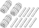 An illustration of a bundle of 39 sticks bundled in tens that can be used when teaching counting, grouping, and place value.