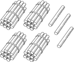 An illustration of a bundle of 43 sticks bundled in tens that can be used when teaching counting, grouping, and place value.