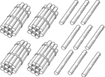 An illustration of a bundle of 49 sticks bundled in tens that can be used when teaching counting, grouping, and place value.