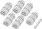 An illustration of a bundle of 61 sticks bundled in tens that can be used when teaching counting, grouping, and place value.
