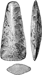 "Polished stone celts (later date), from Cambridgeshire." -Taylor, 1904