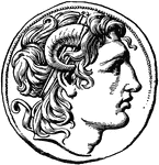 Alexander the Great's head on a silver coin of Lysimachus in 321-281 B.C.