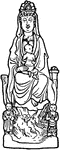 Chinese image of Kuan-yin. Kuan-yin or Guanyin is know as he Chinese Bodhisattva of Compassion.