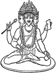A representation of Brahma. Brahma is the Hindu God of creation.