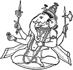A representation of Ganesa. Ganesa is one of the best-known deities in the Hindu pantheon. Ganesa's elephant makes him easy to identify.