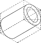 Illustration of the isometric of a hollow cylinder.