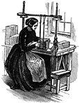 When binding books they are "sewed on a frame, each sheet being attached by a thread to cords across the back. The sewing, though sometimes done by a machine, is cheifly executed by girls."-Lupton