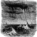 "Waterspouts are whirlwinds occurring on the sea or on lakes. When fully formed they appear as tall as pillars of clouds stretching from the sea to the sky, whirling round their axes, and exhibiting the progressive movement of the whole mass precisely as in the case of the dust whirlwind." -Lupton